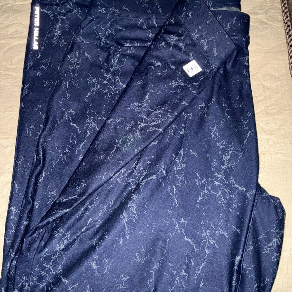 PETER MILLAR Mens Atlas Marble Performance Pants Golf Navy Blue / Gray Mens XL